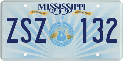 MS license plate ZSZ132