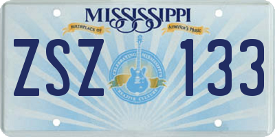 MS license plate ZSZ133