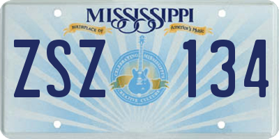 MS license plate ZSZ134