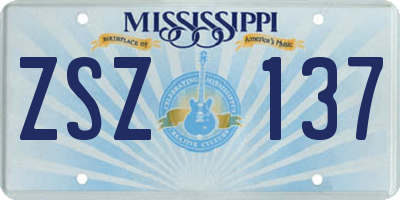 MS license plate ZSZ137