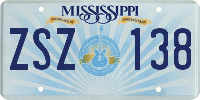 MS license plate ZSZ138