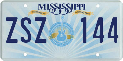 MS license plate ZSZ144