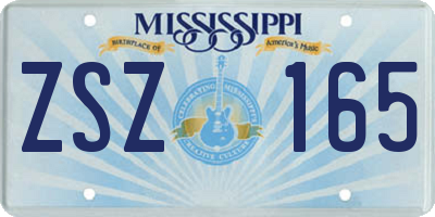 MS license plate ZSZ165