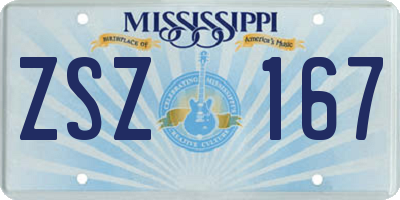 MS license plate ZSZ167