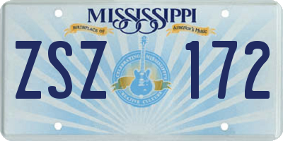MS license plate ZSZ172
