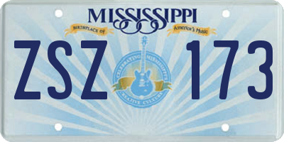 MS license plate ZSZ173