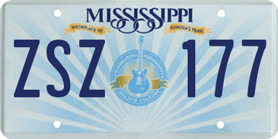 MS license plate ZSZ177