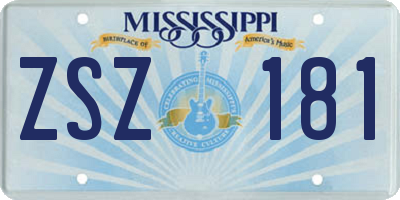 MS license plate ZSZ181