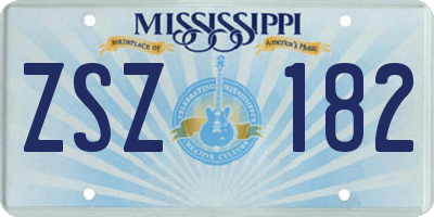 MS license plate ZSZ182