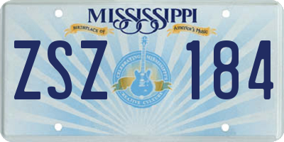 MS license plate ZSZ184
