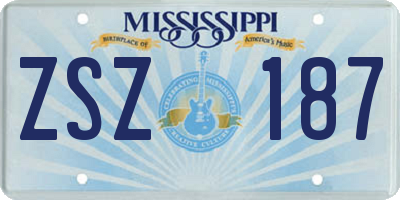 MS license plate ZSZ187