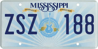 MS license plate ZSZ188