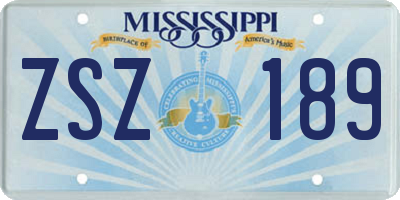 MS license plate ZSZ189