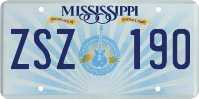 MS license plate ZSZ190