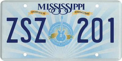 MS license plate ZSZ201