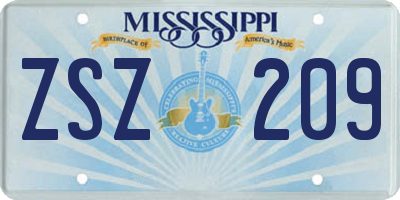 MS license plate ZSZ209