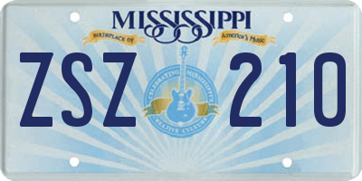 MS license plate ZSZ210