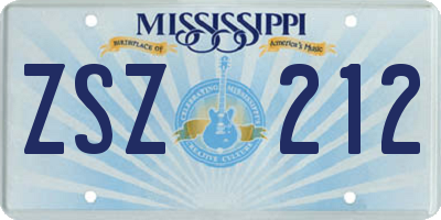 MS license plate ZSZ212