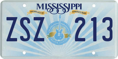 MS license plate ZSZ213