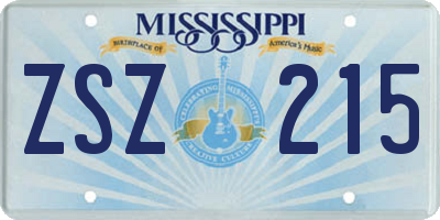 MS license plate ZSZ215
