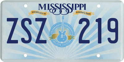 MS license plate ZSZ219