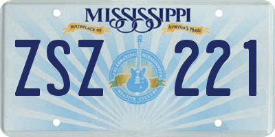 MS license plate ZSZ221