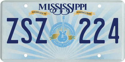 MS license plate ZSZ224