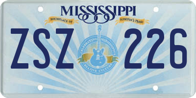 MS license plate ZSZ226