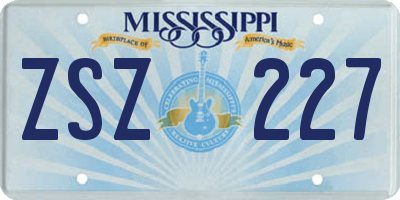 MS license plate ZSZ227