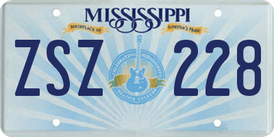 MS license plate ZSZ228