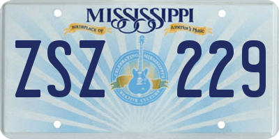 MS license plate ZSZ229