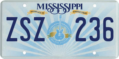 MS license plate ZSZ236