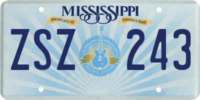 MS license plate ZSZ243