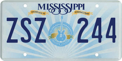 MS license plate ZSZ244