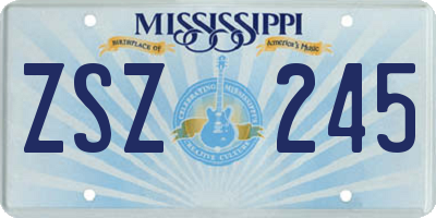 MS license plate ZSZ245