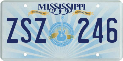 MS license plate ZSZ246