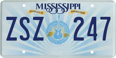 MS license plate ZSZ247