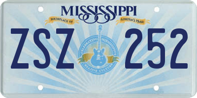 MS license plate ZSZ252