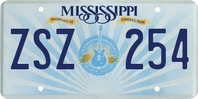 MS license plate ZSZ254