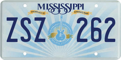 MS license plate ZSZ262
