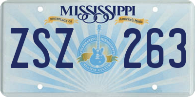 MS license plate ZSZ263