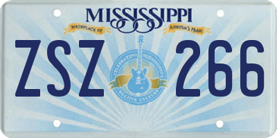 MS license plate ZSZ266