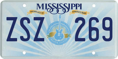 MS license plate ZSZ269