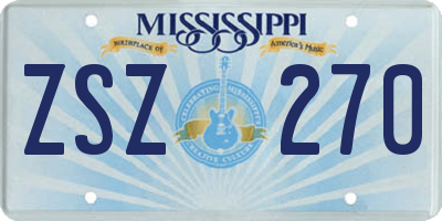 MS license plate ZSZ270
