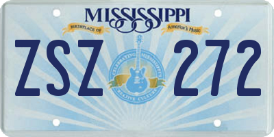 MS license plate ZSZ272