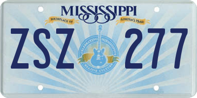 MS license plate ZSZ277