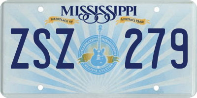 MS license plate ZSZ279