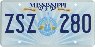 MS license plate ZSZ280
