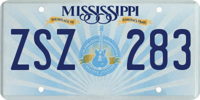 MS license plate ZSZ283
