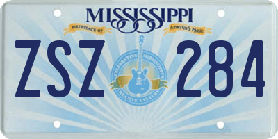 MS license plate ZSZ284